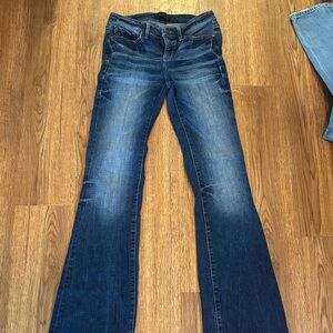 Buckle Dark Blue Flared Stretch Jeans